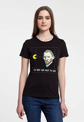 Футболка женская «Ван-Пакман», черная (Чёрный)