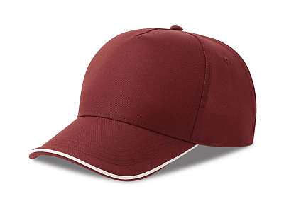 Бейсболка RECY FIVE PIPING, 5 клиньев, застежка-липучка (Бордовый, белый)
