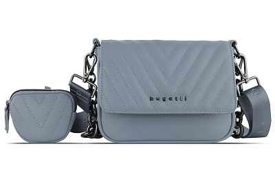 Сумка наплечная женская BUGATTI Sira, голубая, полиуретан, 21х6х16 см