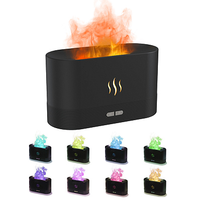 Светодиодный USB увлажнитель-ароматизатор Flame RGB, черный (Чёрный)