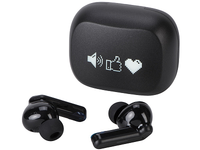 Беспроводные наушники с шумоподавлением ENC и подсветкой лого Lites с гравировкой (Чёрный)