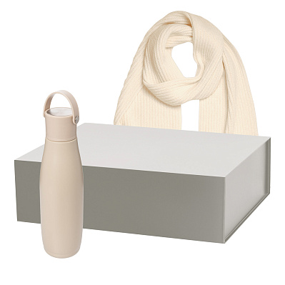 Подарочный набор Bosca, Forges  (термобутылка, шарф) (Бежевый)