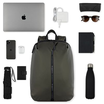 Рюкзак BUGATTI Blanc 15'', оливковый, тарпаулин/полиэстер, 32х15,5х45 см