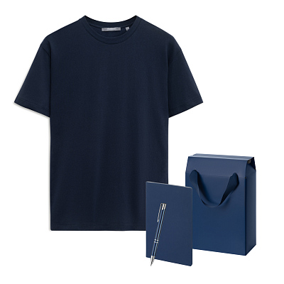 Набор с одеждой KRIS (футболка, блокнот, ручка) , S (Синий)