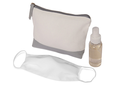 Набор средств индивидуальной защиты Базовый, M (Косметичка- белый/серый, маска- белый)