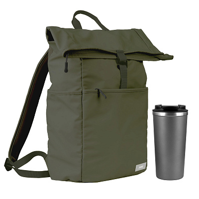 Подарочный набор Палермо (Palermo), Бостон (Boston), зеленый/серый (рюкзак, термокружка) (Зеленый, серый)