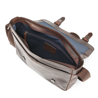 Сумка через плечо KLONDIKE DIGGER «Joe», натуральная кожа в темно-коричневом цвете, 28 x 32 x 8 см