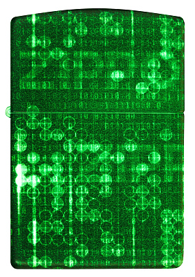 Зажигалка ZIPPO Pattern с покрытием Glow In The Dark Green, латунь/сталь, черно-зеленая, 38x13x57 мм