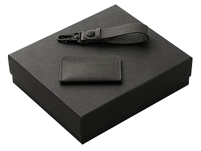 Подарочный набор Long River: картхолдер, ремешок для ключей (Чёрный)
