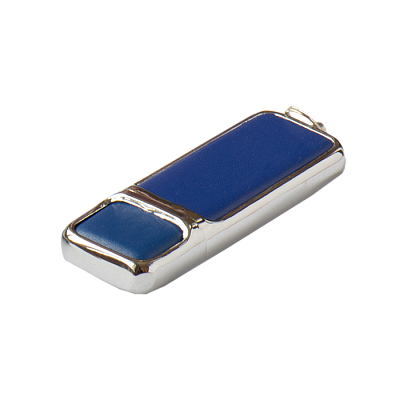 Кожа 01 Брусок кожаный, синий, 4Гб, переходник мини-универсальный