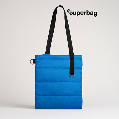 Шоппер Superbag Bubble, с кнопкой (голубой с черным) (Голубой с черным)