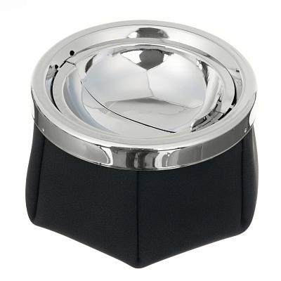 Пепельница S.Quire шестиугольная, сталь, покрытие хром, черн.краска, искусств. кожа, черная, 110 мм (Черный)