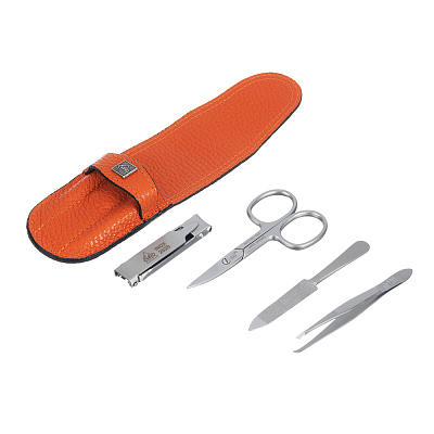 Маникюрный набор Erbe, 4пр. Футляр: натур.кожа,цвет оранжевый