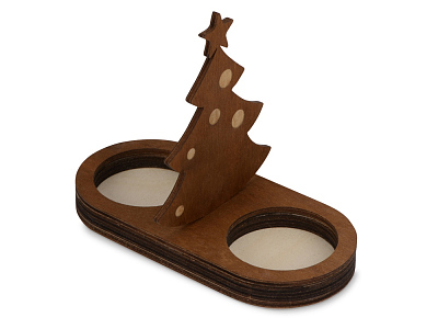 Подсвечник двойной Елочка (Натуральный, Мокко)