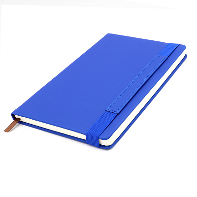 Блокнот A5 Champion в твёрдом переплёте с широкой застёжкой  (Синий)