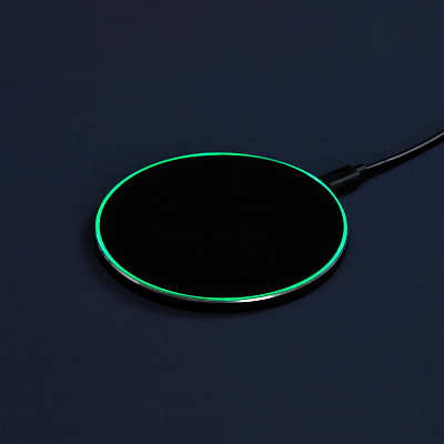 Беспроводное зарядное устройство с подсветкой Lightcore, черное