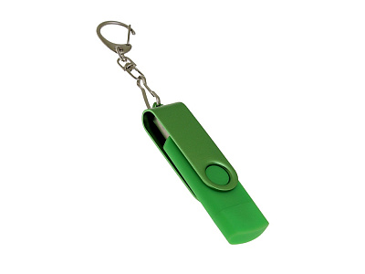 USB 3.0- флешка на 128 Гб с поворотным механизмом и дополнительным разъемом Type-C (Зеленый)