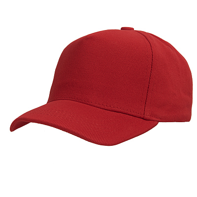 Бейсболка BOSTON, 5 клиньев, металлическая застежка (Ярко-красный)