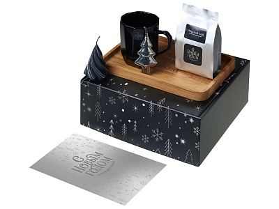 Подарочный набор Re:Hearth  с кружкой, подносом, свечой и чаем (Чёрный)