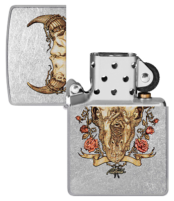 Зажигалка ZIPPO Rick Rietveld с покрытием Street Chrome, латунь/сталь, серебристая, 38x13x57 мм