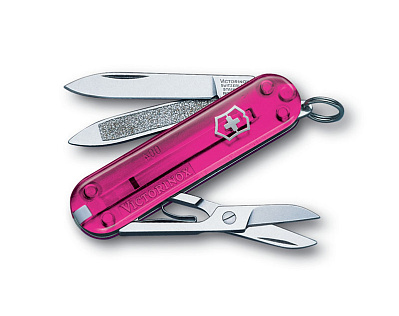 Нож-брелок VICTORINOX Classic 58 мм 7 функций полупрозрачный розовый