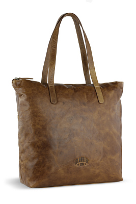 Сумка-шоппер KLONDIKE MOUNTAIN «Linda», натуральная кожа в коньячном цвете, 42 x 35 x 11 см