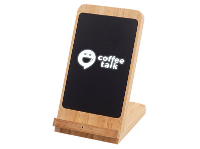 Беспроводное зарядное устройство 2-в-1 с подсветкой лого Reedia S4, 15 Вт (Черный/натуральный)