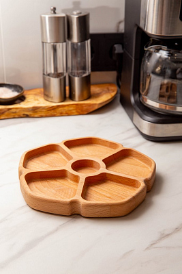 Менажница цветок, 23см, бук (Светло-коричневый)