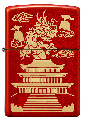 Зажигалка ZIPPO Eastern Design с покрытием Metallic Red, латунь/сталь, красная, 38x13x57 мм