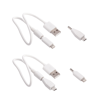 Кабель 2-в-1 (microUSB, Lightning), белый