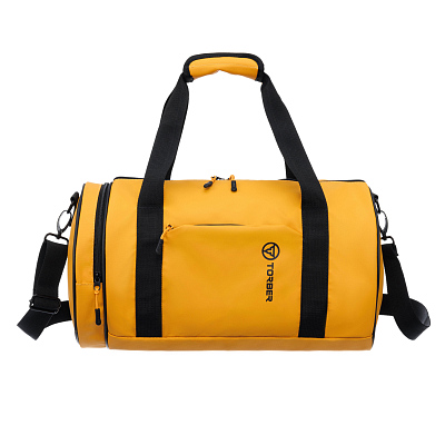 Сумка спортивная TORBER Mobi, желтая, полиэстер 900D с PU покрытием, 45 х 25 х 25 см (Желтый)