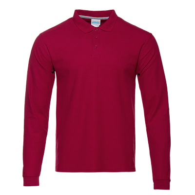 Рубашка поло мужская STAN длинный рукав хлопок/полиэстер 185, 104S (Бордовый)