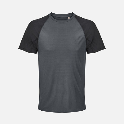 Футболка спортивная унисекс Vortex, черная с темно-серым (Серый)