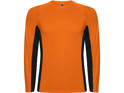 Футболка с длинным рукавом Shanghai мужская (Неоновый оранжевый/черный)
