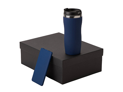 Подарочный набор COLOR IT c термокружкой и повербанком (Тёмно-синий)