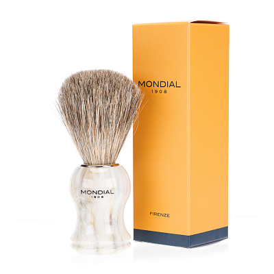 Помазок для бритья Mondial, пластик, ворс барсука, рукоять - цвет - белый мрамор