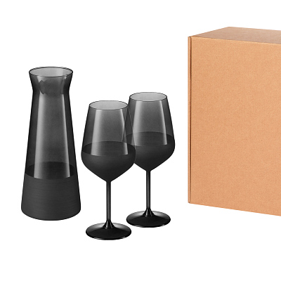 Подарочный набор декантер + 2 бокала для вина Black Edition, черный (Чёрный)