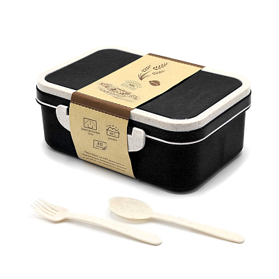 Ланчбокс (контейнер для еды) Inar из пшеничного волокна, черный (Чёрный)