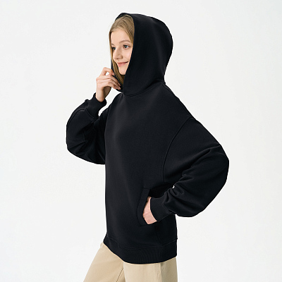 Худи оверсайз унисекс Фьюжн (Fusion), черный