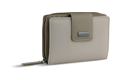 Кошелёк женский BUGATTI Sina , воловья кожа/полиэстер, 13,7х3х9,5 см (Бежевый)