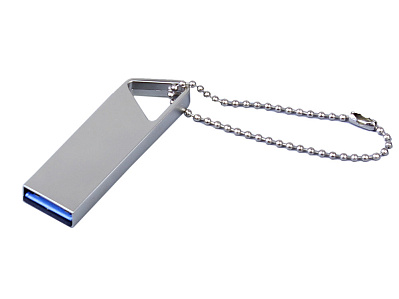 USB 3.0-флешка на 64 Гб с мини чипом и отверстием для цепочки (Серебристый)