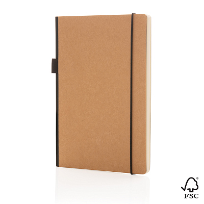 Блокнот FSC® в твердом переплете с держателем для ручки, A5 (Коричневый;)
