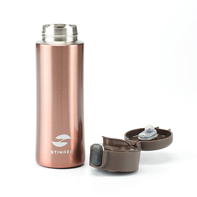 Термокружка Stinger, 0,35 л, сталь/пластик, бронзовый глянцевый, 8,4 x 7 x 21,2 см