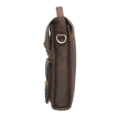 Сумка KLONDIKE «Brady», натуральная кожа в темно-коричневом цвете, 30 х 35 х 7 см