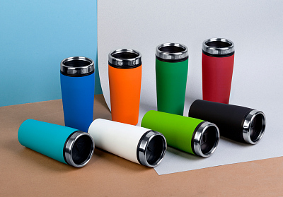 Термостакан "Европа" 500 мл, покрытие soft touch, синий