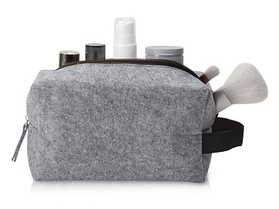 Косметичка из РПЕТ фетра с ручкой Felt (Серый, черный)