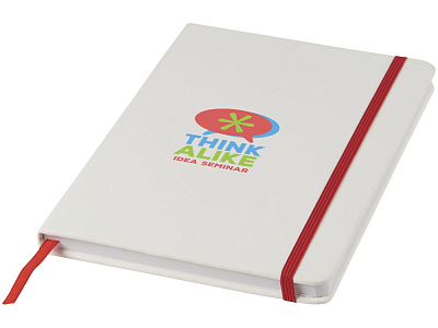 Блокнот А5 Spectrum с белой обложкой и цветной резинкой