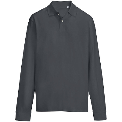 Рубашка поло унисекс с длинным рукавом Pacific LSL, темно-серая (графит) (Графит)