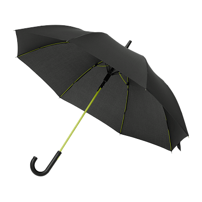 Зонт-трость Quantum, черный/салатовый (Черный, зеленый)