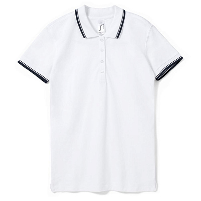 Рубашка поло женская Practice Women 270, белая с темно-синим (Синий)